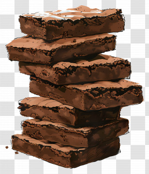 Stack Of Brownies - Tower Of Chocolate Brownies With Detail Transparent PNG