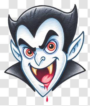 Cartoon Vampire Face - Scary Vampire Cartoon Head Transparent PNG