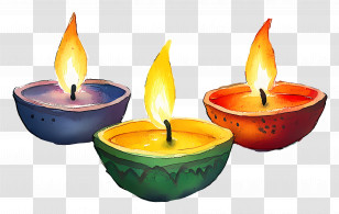 Diwali Oil Lamps - Vibrant Decorative Lamps For Festival Transparent PNG