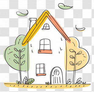 House Outline - Small Cute Doodle House Drawing Transparent PNG