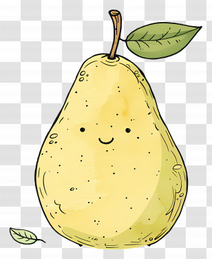 Cartoon Pear - Cute Yellow Smiling Pear Illustration Transparent PNG