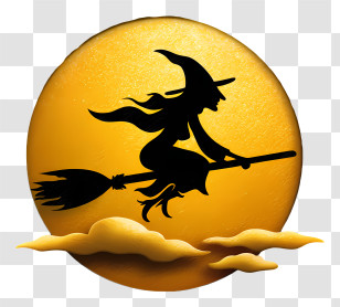 Witch Flying Silhouette - Witch Silhouette Moon Icon Transparent PNG