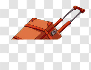 Travel Elements - Orange Suitcase With Handle Transparent PNG