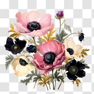 Anemone Flower - Colorful Anemone Flower Illustration Transparent PNG