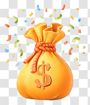 Money Bag With Confetti - Money Bag With Confetti Transparent PNG