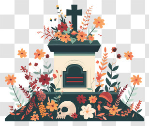 Funeral - Decorated Grave With Flowers Transparent PNG