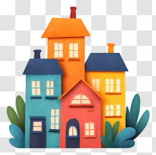 Real Estate - Small Cute Doodle Houses Transparent PNG