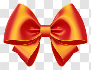 Red Bow - Bright Red And Yellow Decorative Bow Transparent PNG