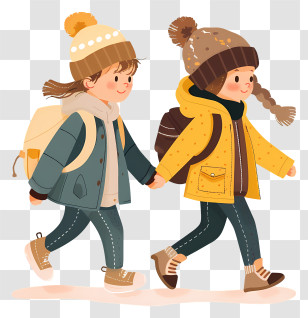 Siblings - Two Children In Winter Clothes Illustration Transparent PNG