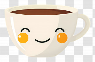 Coffee Kawaii - Cute Smiling Coffee Cup Illustration Transparent PNG