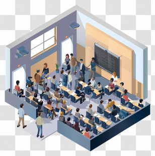 Crowded Room - Busy Classroom With Students And Teacher Transparent PNG