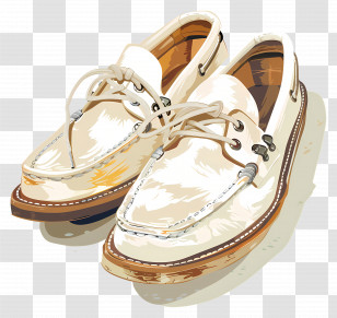 Boat Shoes - White Boat Shoes With Brown Soles Transparent PNG
