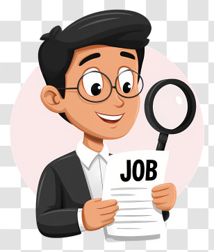Looking For Job - Job Search Cartoon Illustration Transparent PNG