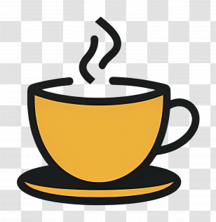 Coffee Logo - Yellow Coffee Cup With Rising Steam Transparent PNG