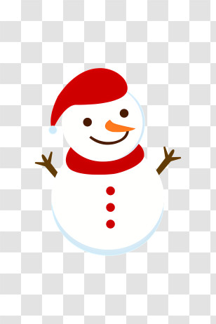 Icon - Cheerful Snowman With Red Hat And Scarf Illustration Transparent PNG