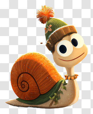 Cartoon Christmas Snail - Snail With A Cozy Winter Hat Transparent PNG