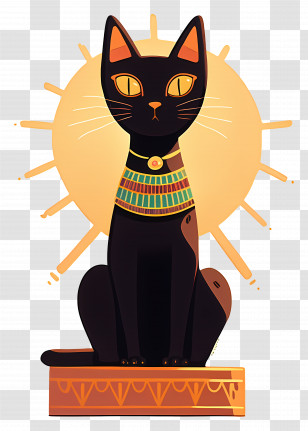 Egyptian Cat - Symbolic Egyptian Black Cat Illustration Transparent PNG