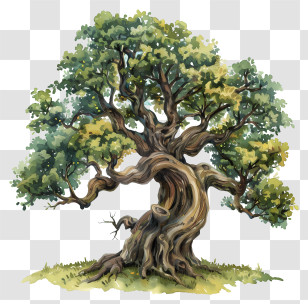 Oak Tree - Illustration Of A Majestic Ancient Tree Transparent PNG