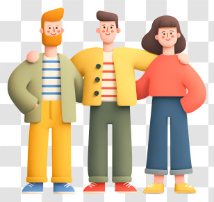 Friends Spending Time Together - Cartoon Friends Hugging Transparent PNG