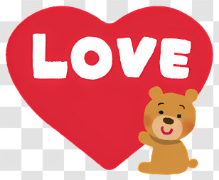 Icon - Heart With Love Text And Cartoon Bear Transparent PNG