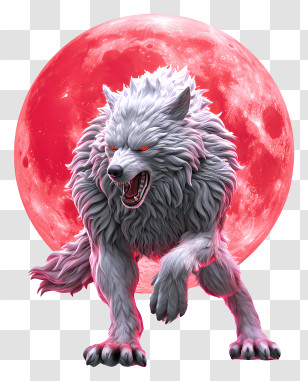 Werewolf Under A Blood Red Moon - Ferocious Wolf With Red Moon Transparent PNG