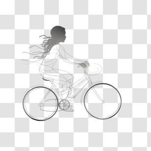 Girl Riding Bike - Silhouette Of Girl Riding Bicycle Transparent PNG