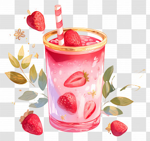 Strawberry Smoothie - Refreshing Strawberry Drink With Straw Transparent PNG