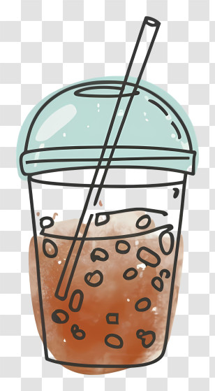 Plastic Cup - Bubble Tea In Doodle Style Transparent PNG