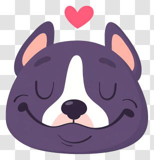 Dog Emoji - Purple Dog Face With Heart Transparent PNG