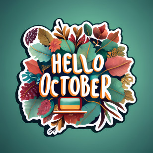 Hello October - Hello October With Colorful Autumn Leaves Transparent PNG