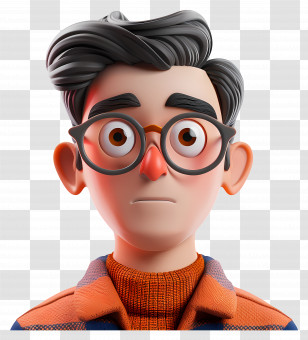 3d Male Avatar - 3D Character With Glasses In Animated Style Transparent PNG