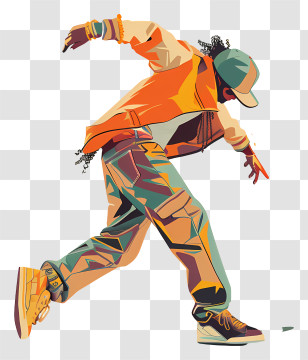 Street Dancer - Dancer In Colorful Urban-Styled Clothing Transparent PNG