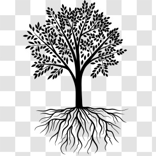 Tree - Tree Silhouette With Roots Illustration Transparent PNG