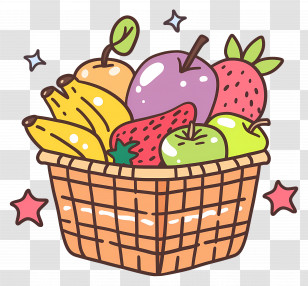 Fruit Basket - Colorful Fruit Basket Transparent PNG