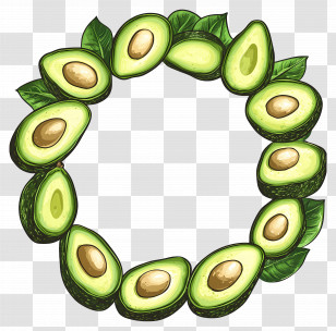 Green Circle Frame - Avocado Wreath Transparent PNG