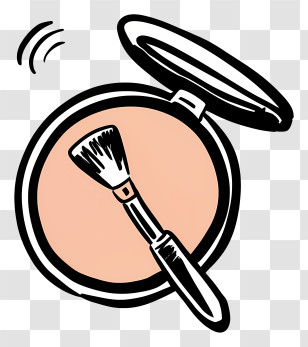 Cartoon - Makeup Compact With Brush For Beauty Transparent PNG