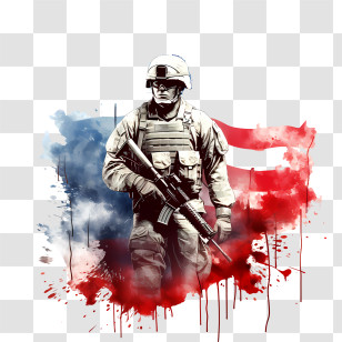 Veterans Day - Soldier With American Flag Background Transparent PNG