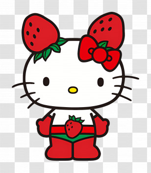 Ichigoman - Strawberry Cat Cartoon Character Transparent PNG