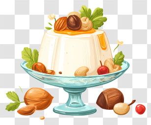 Milk Pudding With Nuts - Creamy Pudding With Nut Garnish Transparent PNG