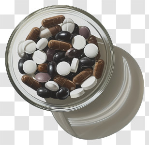 Medicine Tablet - Bowl Of Mixed Pills Transparent PNG