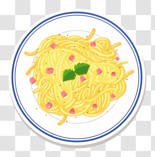 Thai Food - Plate Of Spaghetti Carbonara With Basil Garnish Transparent PNG