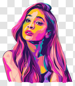 Ariana Grande - Colorful Pop Art Woman Portrait Transparent PNG