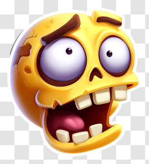 Zombie Emoji - Crazy Yellow Skull Emoji Transparent PNG