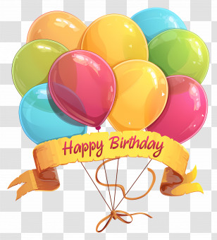 Birthday Balloon - Colorful Birthday Balloons With Banner Transparent PNG