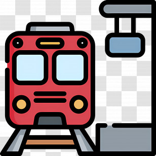 Train - Red Train At Station Transparent PNG