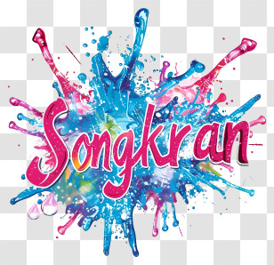 Songkran - Songkran Festival Watercolor Splash Logo Transparent PNG