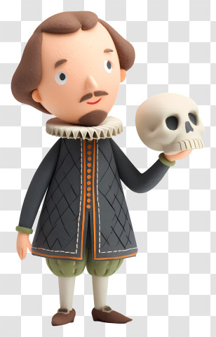 Shakespeare Holding Skull - Cartoon Character Holding A Skull Transparent PNG