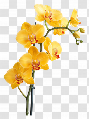 Orchid Flower - Vibrant Yellow Orchid Flower Illustration Transparent PNG