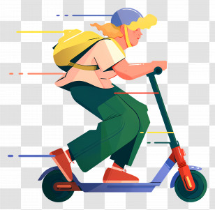 Riding Electric Scooter - Person Riding Scooter With Helmet Transparent PNG