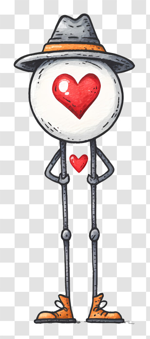 Cute Cartoon Eye Ball - Heart-Headed Figure With Hat Transparent PNG